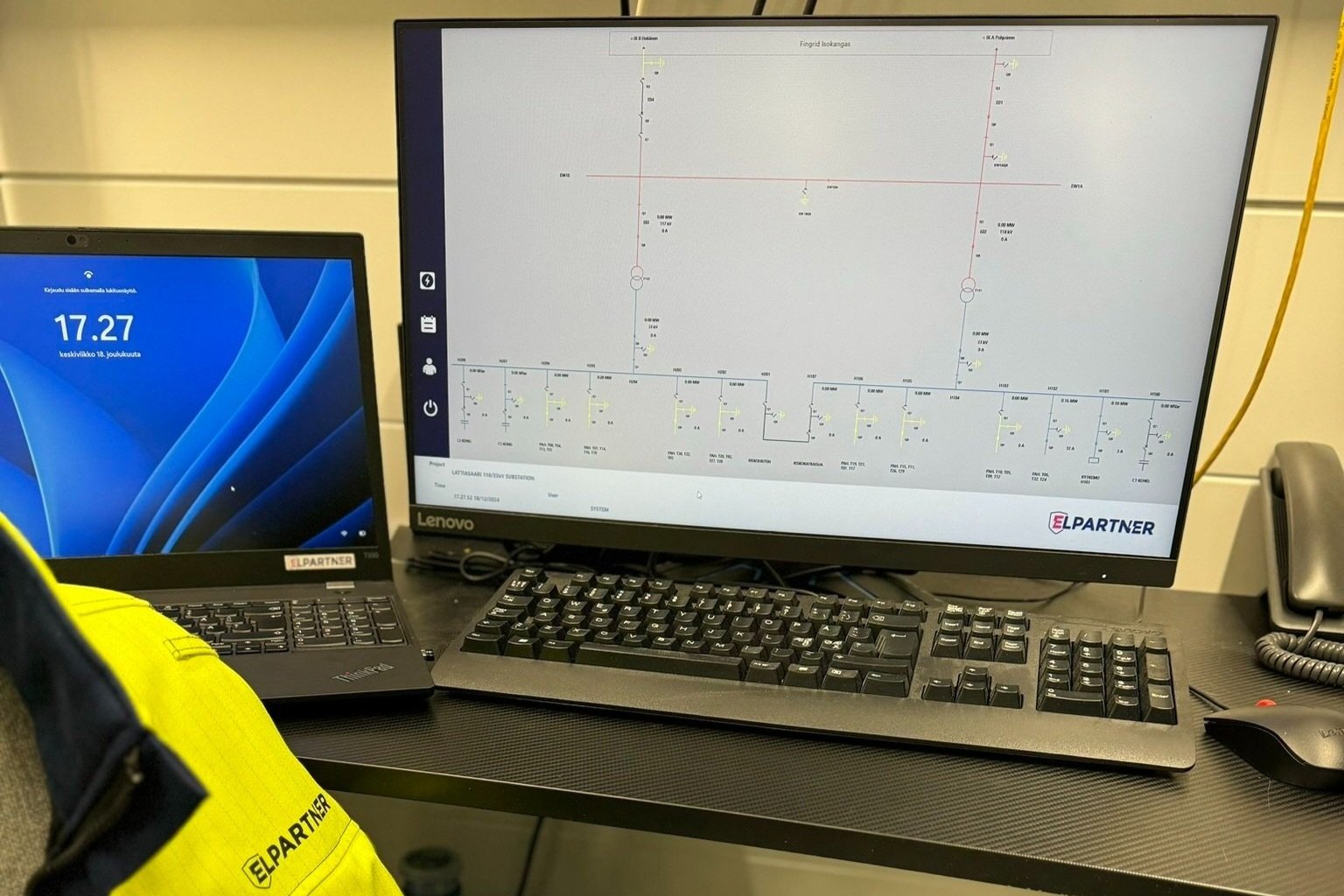 Sähköaseman HMI/SCADA-näkymä